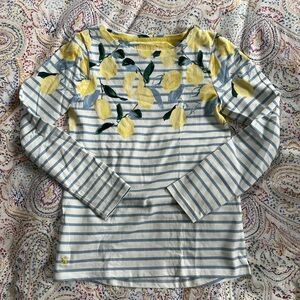 EUC Joules blue & white striped top with lemons